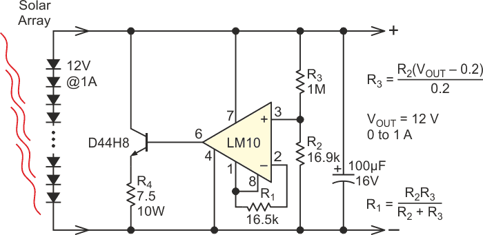 A suitable shunt linear regulator for small solar arrays.