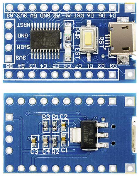 Отладочная плата с микроконтроллером STM8S103F3P6.