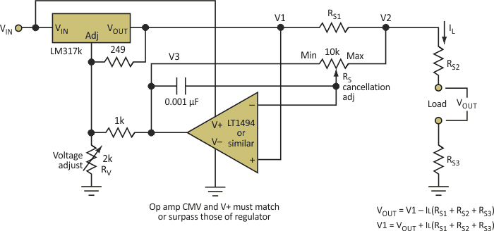Circuit cancels interconnection resistance enhance load
