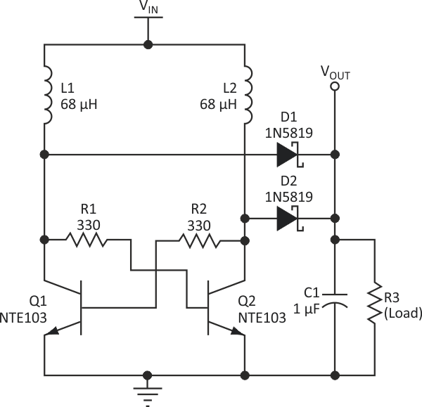 This open-loop boost circuit starts with as little as 260-mV input voltage.