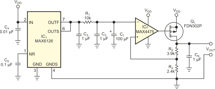 Выходной шум этого LDO регулятора составляет всего 6 нВ/√Гц, что делает
