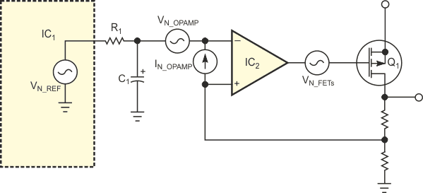 This simplified version of Figure 1 highlights noise sources for analysis.