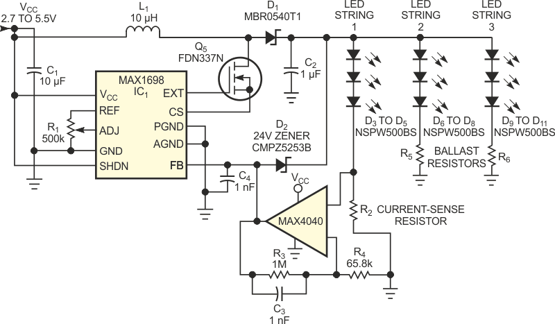 Modifying Figure 1 as shown reduces the overall power dissipation in a standard application.