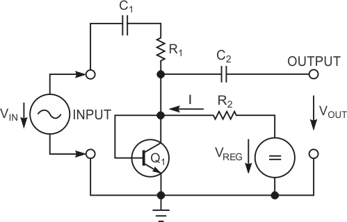 A short-circuited bipolar transistor forms one element of a basic attenuator circuit.