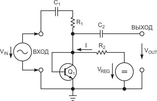 Один из элементов базовой схемы аттенюатора образован закороченным биполярным транзистором.