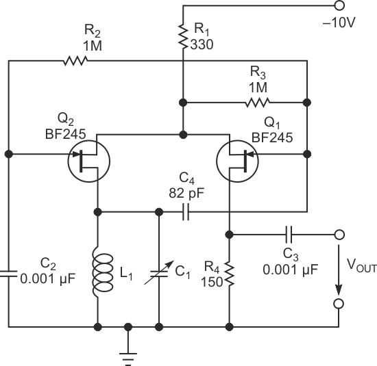 The completed oscillator circuit features a minimal component count.