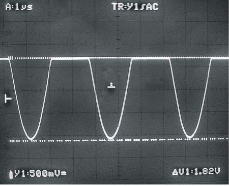 Чистая синусоида (V22 на Рисунке 3) на настроенном контуре с резонансной частотой 280 кГц 