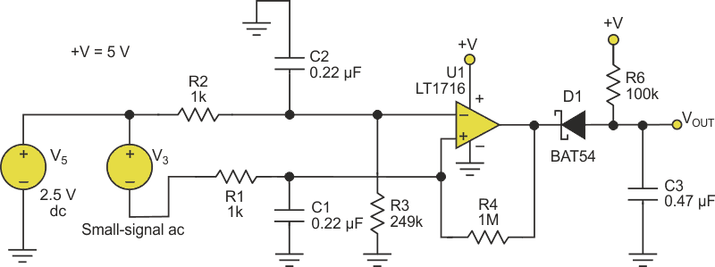 A conventional circuit uses a diode after the comparator to rectify the output onto C3. 
