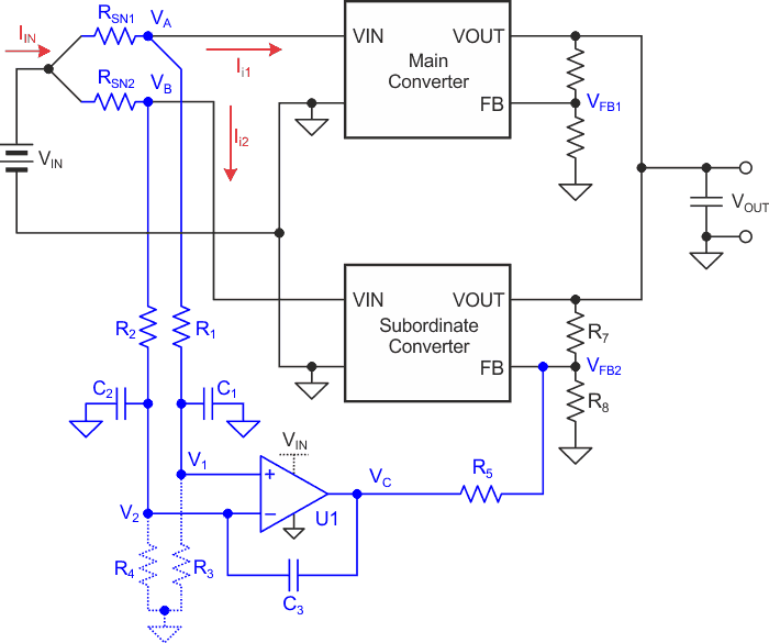 The boost converter current-sharing scheme offers a better performance using a parallel setup.