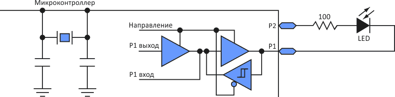 Стандартный светодиод, подключенный к паре двунаправленных портов ввода-вывода микроконтроллера, имеющих высокоимпедансные состояния, может выступать в качестве фотодиода для определения интенсивности светового потока.
