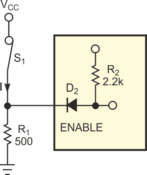 A conventional network requires a low-value pulldown resistor.
