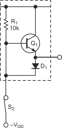 Измененный вариант с использованием n-p-n транзистора дает схему с активной подтяжкой к положительной шине.