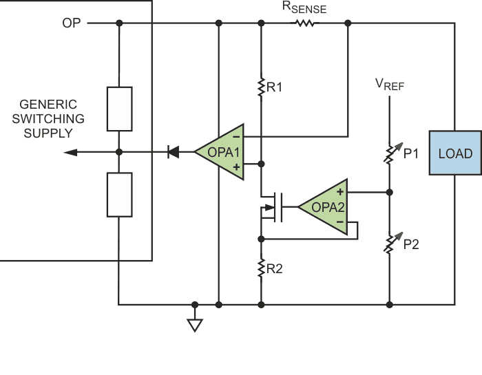 Black-brick switching supply modified for current-limit output.