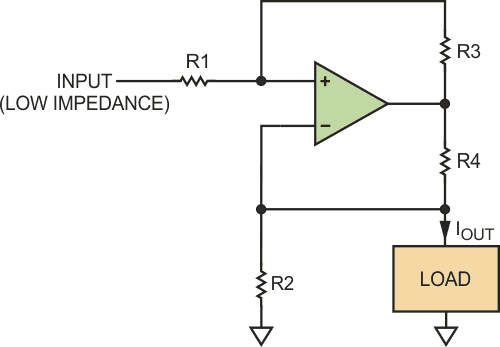 Howland current pump. Bipolar current output.