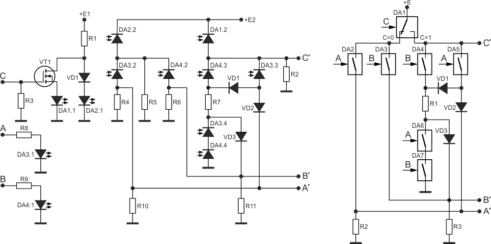 Оптоэлектронный и ключевой аналоги вентиля CCNOT (Тоффоли).