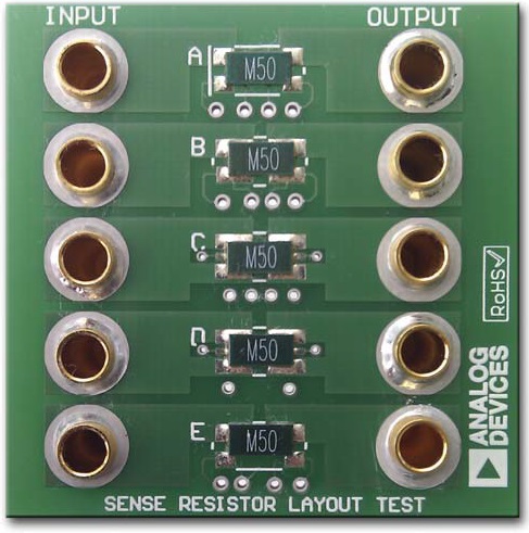 Тестовая плата с различными вариантами разводки токоизмерительных резисторов.
