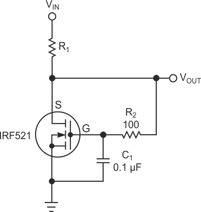A MOSFET configured to replace a zener diode of a shunt regulator provides lower impedance than a diode-based implementation.