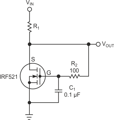 Схема на MOSFET, заменяющая стабилитрон параллельного регулятора, имеет более низкое выходное сопротивление, чем реализация, основанная на стабилитроне.ет импульсы постоянного тока, используемые схемой управления, расположенной на стороне нагрузки.