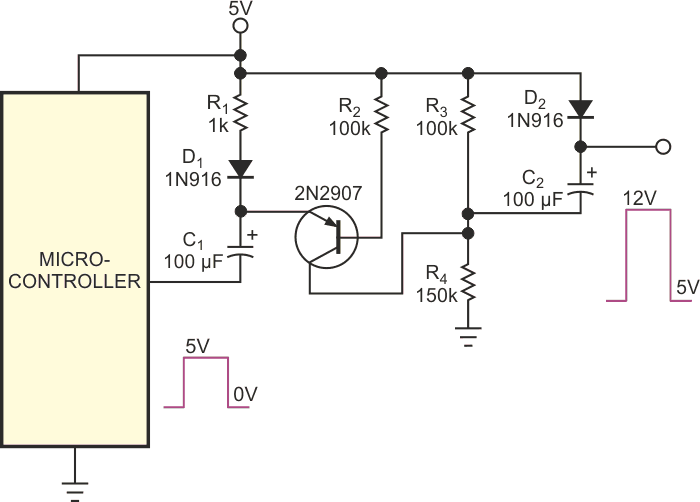 This variation on the circuit in Figure 1 supplies fuse-programming pulses for Atmel AVR microcontrollers.