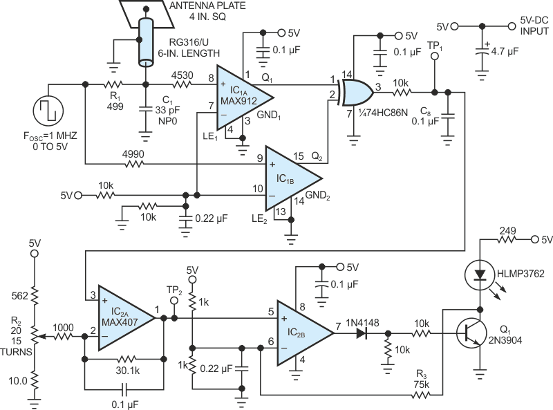 Dual comparators stabilize proximity detector