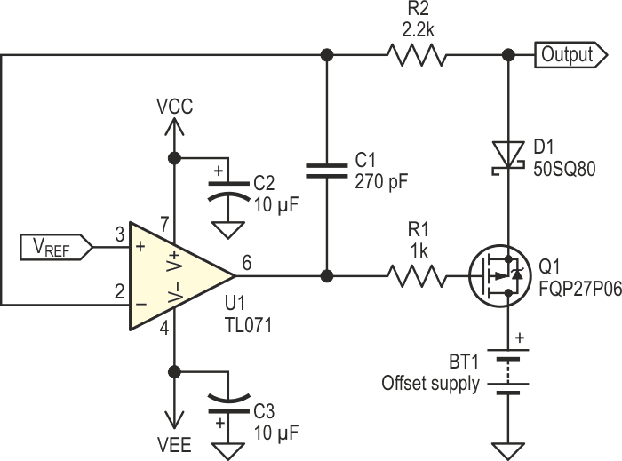 Schematic of a voltage limiter capable of operating below 1 V.