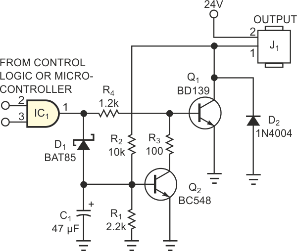 This circuit provides fail-safe protection of an open-collector output stage.