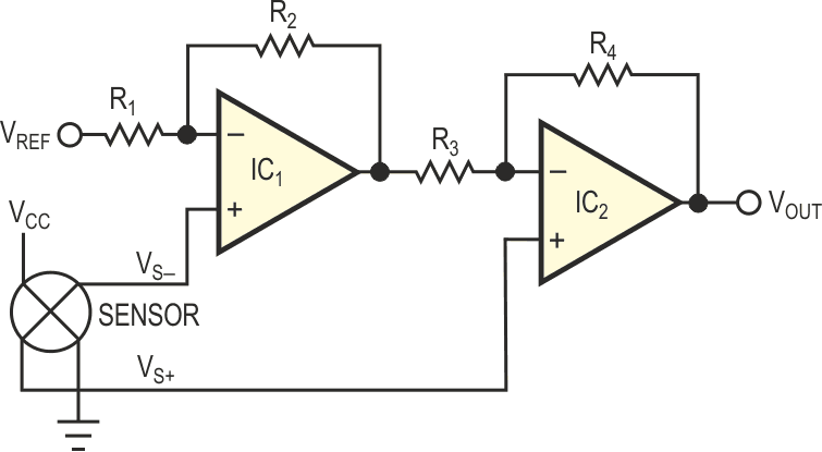 This circuit is a good sensor amplifier but suffers from a lack of variability.