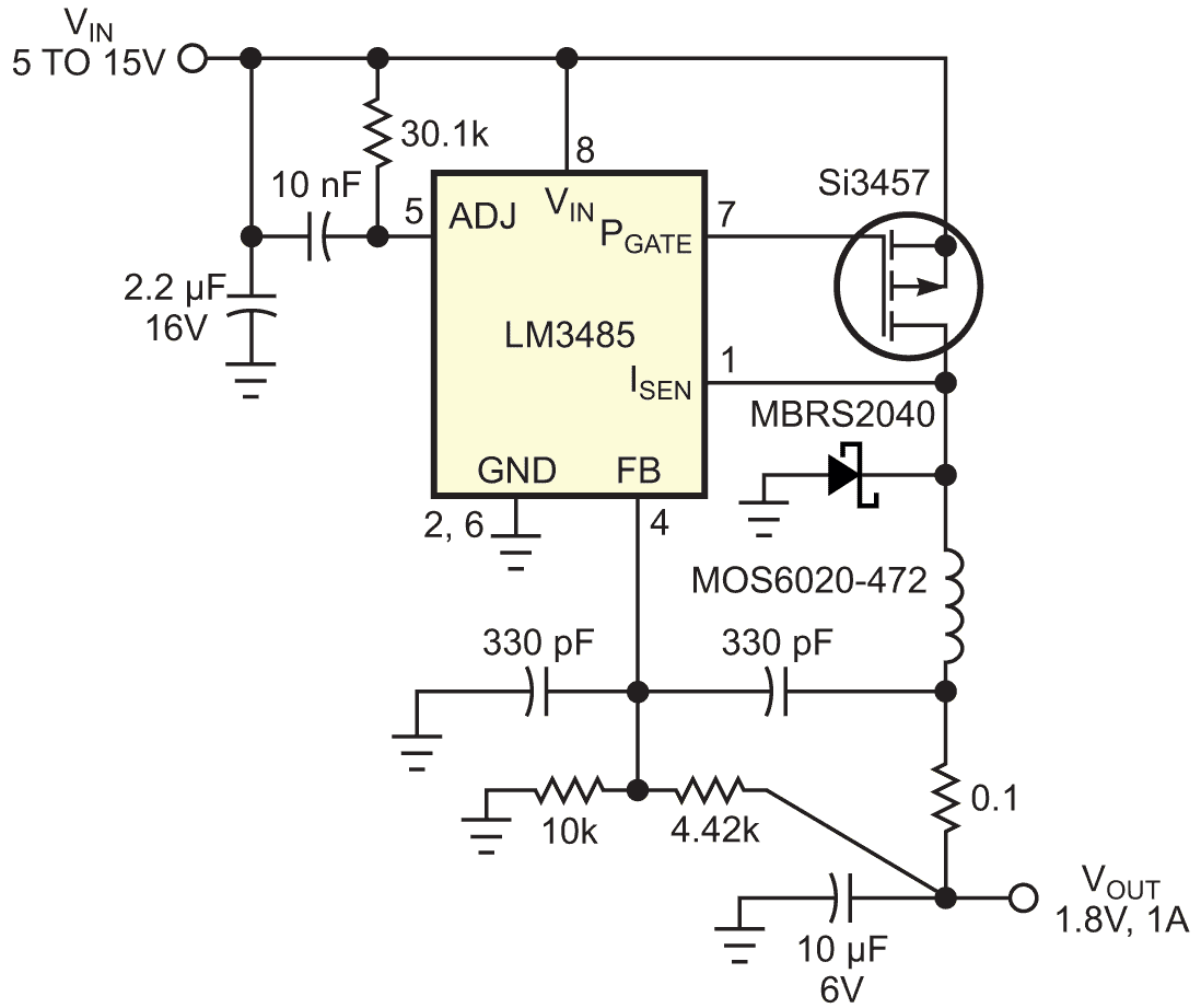 This circuit occupies an area smaller than a postage stamp.