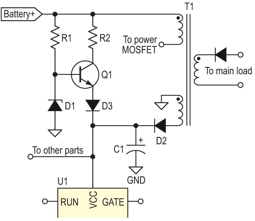 Part of the modified schematic, drawn from memory.