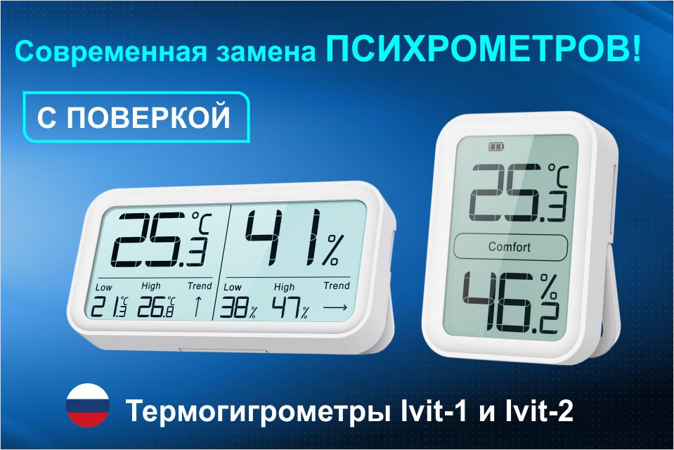 Современная замена психрометров - российские термогигрометры Ivit-1 и Ivit-2