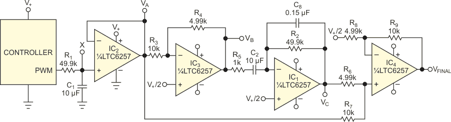 The output of this anticipator circuit instantly jumps to the final voltage of an exponential input signal.