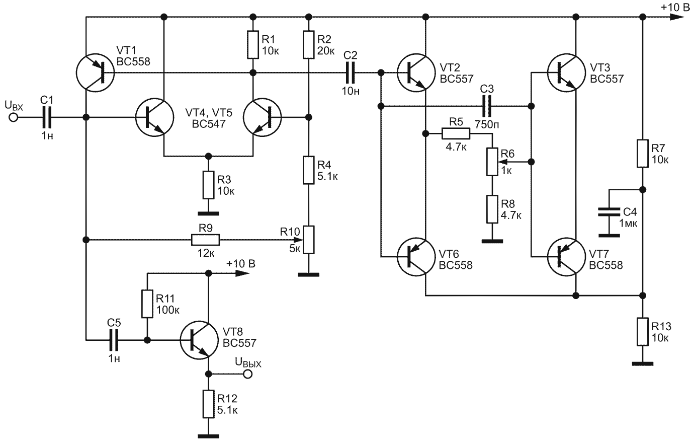 Гираторный фильтр с перестройкой резонансной частоты электронным аналогом конденсатора переменной емкости Дж. Гаона.
