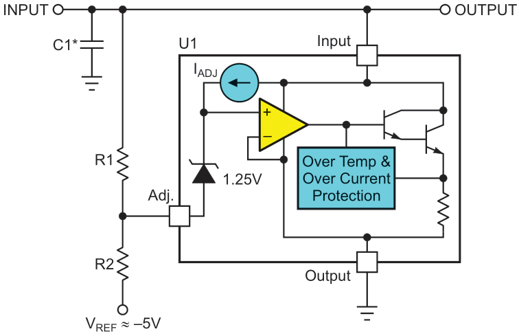 Three terminal regulator (e.g. LM317) in the (positive) shunt configuration.