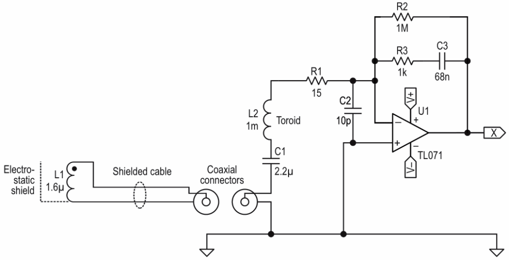 Probe and preamp schematic.
