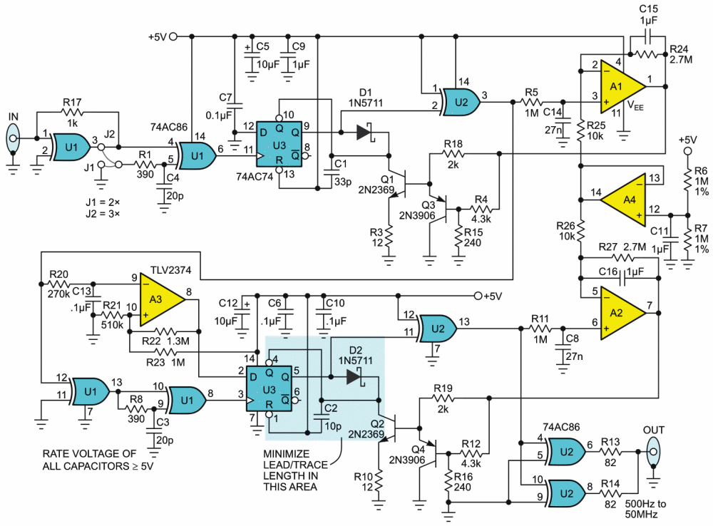 Kibitzer's version of a McLucas frequency multiplier and square wave generator.