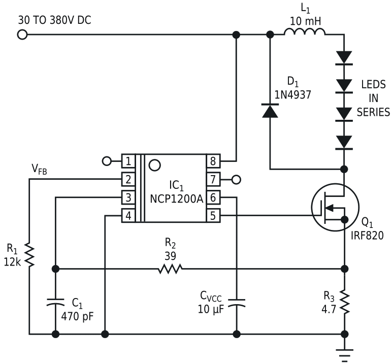 A high-voltage controller makes an ideal off-line LED driver.
