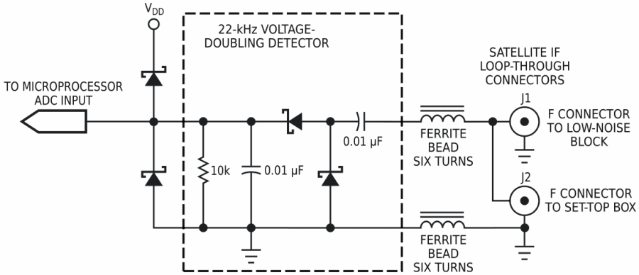 Circuit forms satellite-dish command decoder