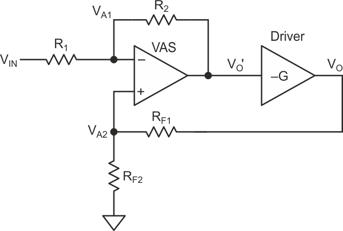 This simplified model of a VAS and driver will provide us with valuable insights about the output DC offset.