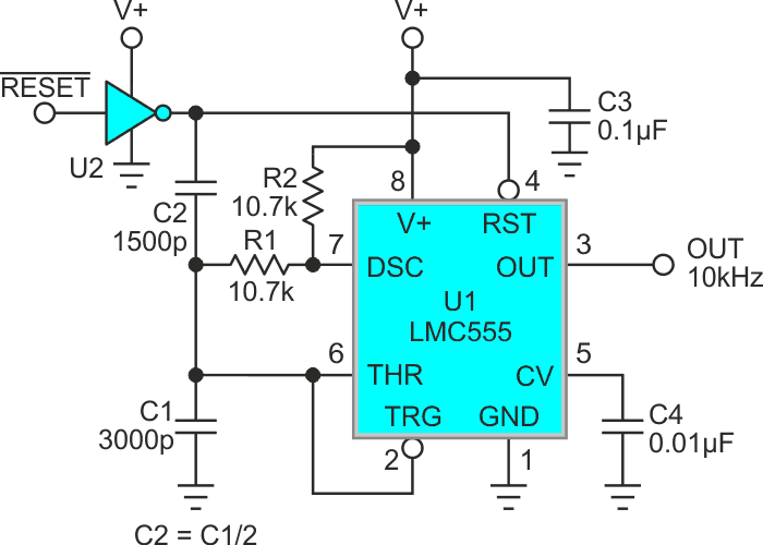 A buffer may be necessary to provide a full voltage excursion RESET signal.