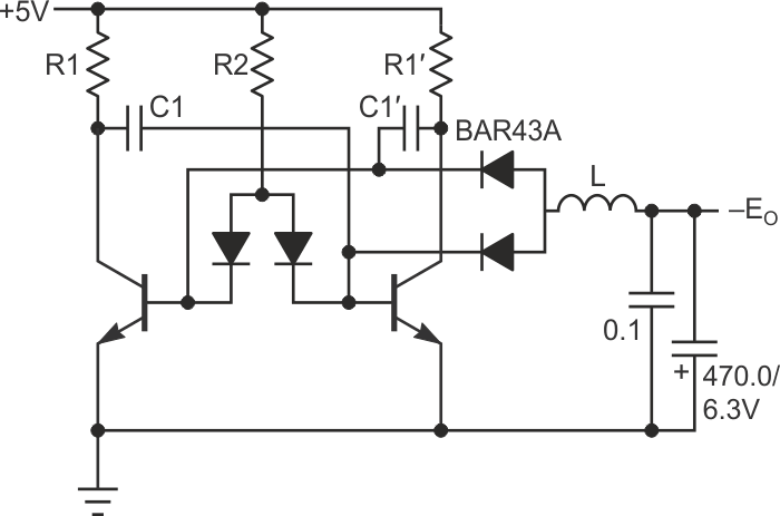 Added inductance to the output of Figure 1 to improve converter efficiency.