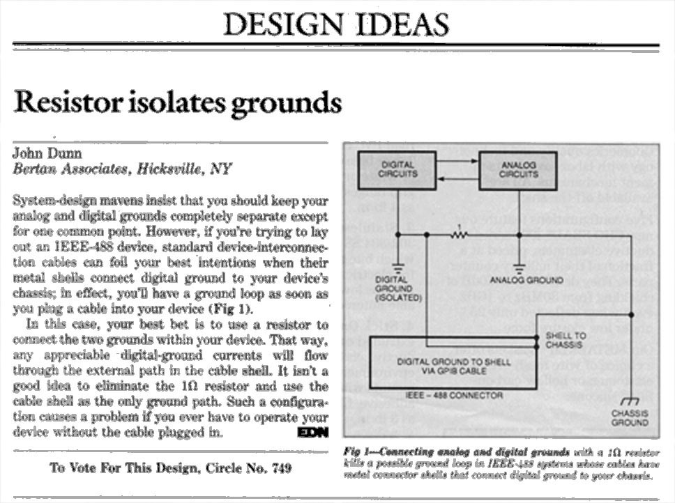 Архивная статья «Резистор изолирует земли» 1990 года.
