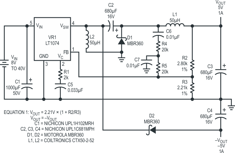 Schematic diagram for ±5 V version.