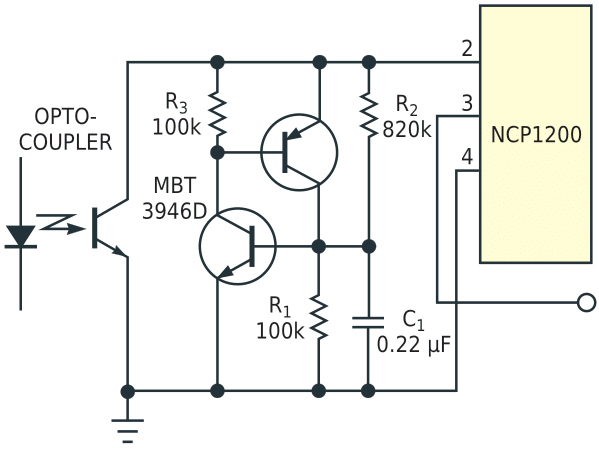You can use a dual npn+pnp to build a cheap thyristor (a). When the thyristor fires, the pulses permanently stop, leaving no voltage runaway (b).