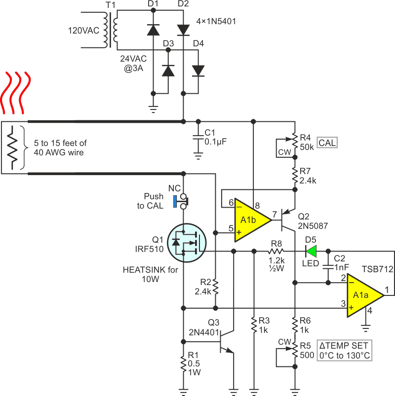 Hotwire thermostat Using fine copper wire