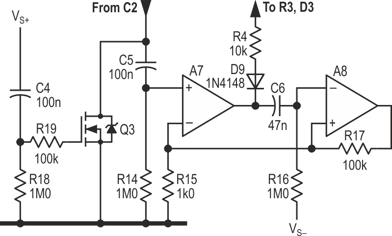 Extra components can be added for full-wave detection.