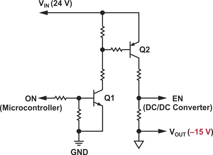 The typical level shifter circuit translates the ON command from the system controller.