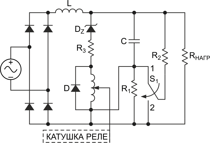 В этой схеме ограничения пускового тока требования к номинальному току переключателя значительно снижаются.