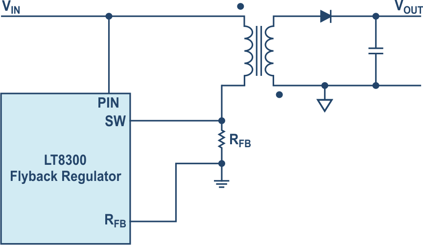 Flyback controller without discrete feedback paths, but with regulation via the primary-side transformer winding.