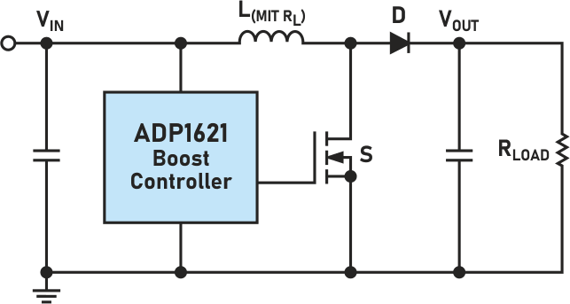 A boost converter circuit.