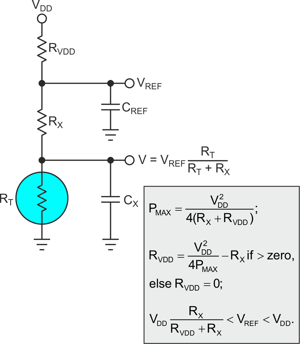 RVDD limits max thermistor self-heating to PMAX.
